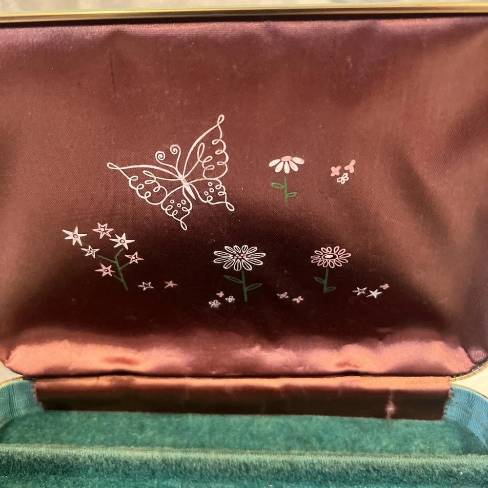 Farrington Vintage Clamshell Jewelry Case 60s Travel USA Classic Green 6.5